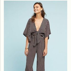 Anthropology Striped Jumpsuit